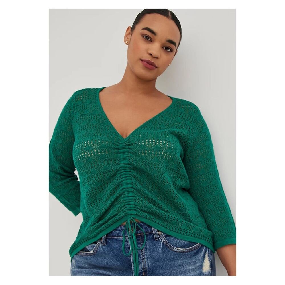 Torrid Green Crochet Cinched Front Sweater Sz.4 NWT